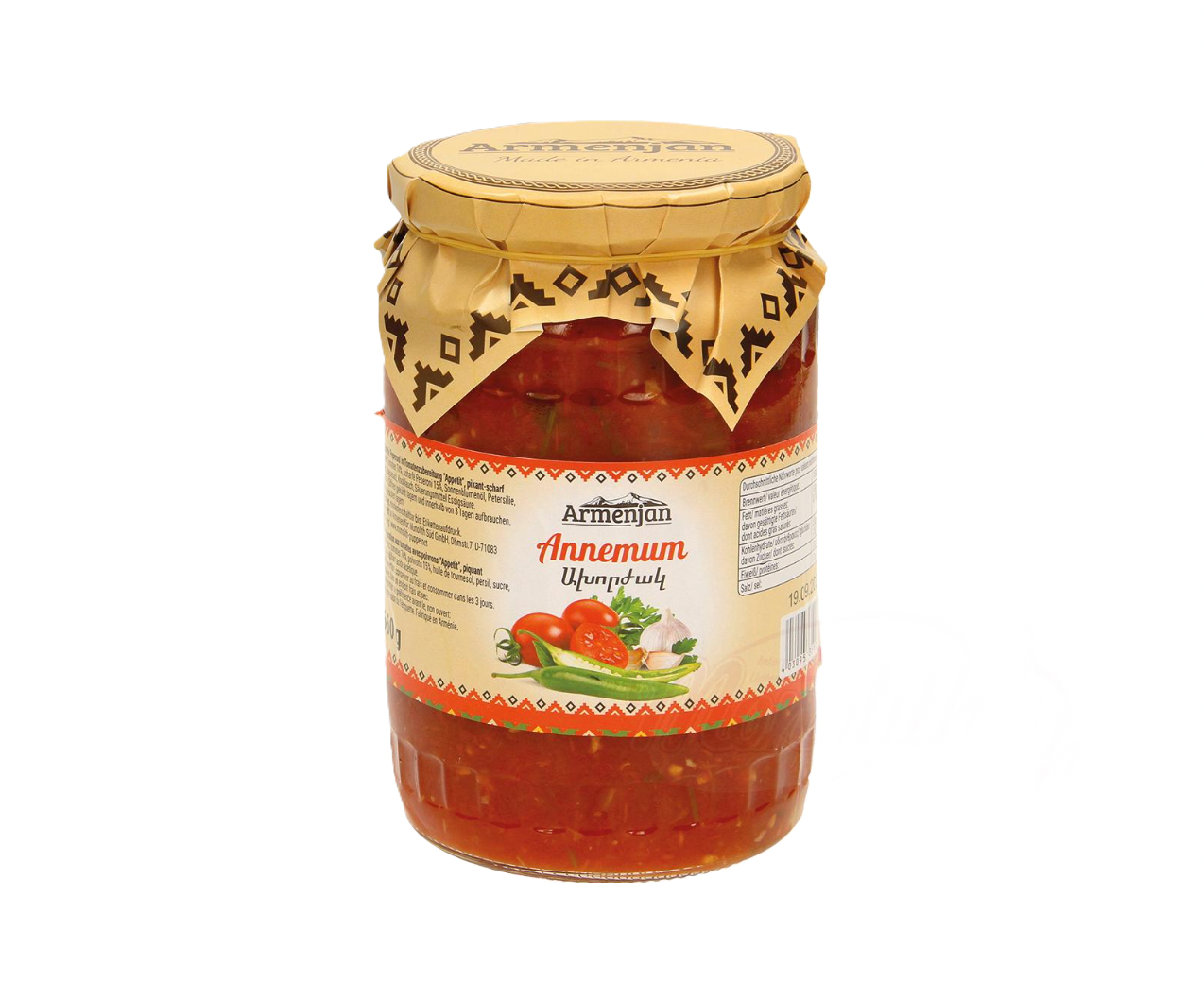 Armenjan - Hele hete peper in tomatensaus 660g.