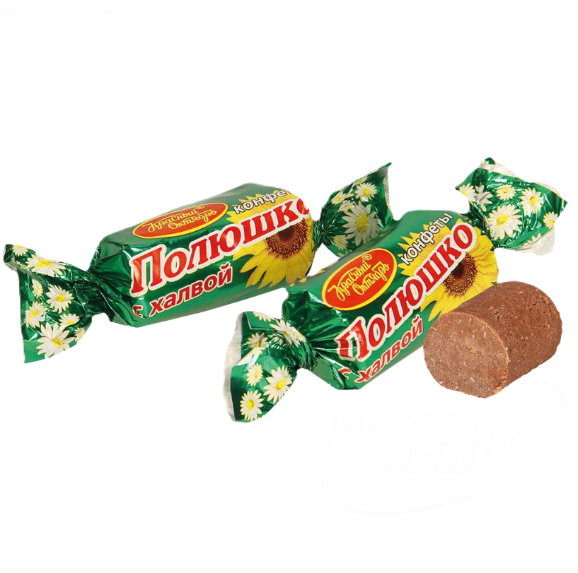 Krasnyj Oktjabr - Ongeglazuurde snoepjes "Polyushko" met wafelkruimels, pinda's en zonnebloemhalva 100g.