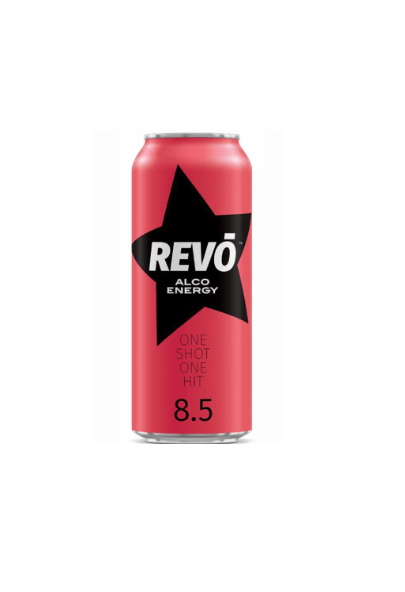 REVO - Energie drank (kersen smaak) met alcohol, 8,5% Alc. 500ml