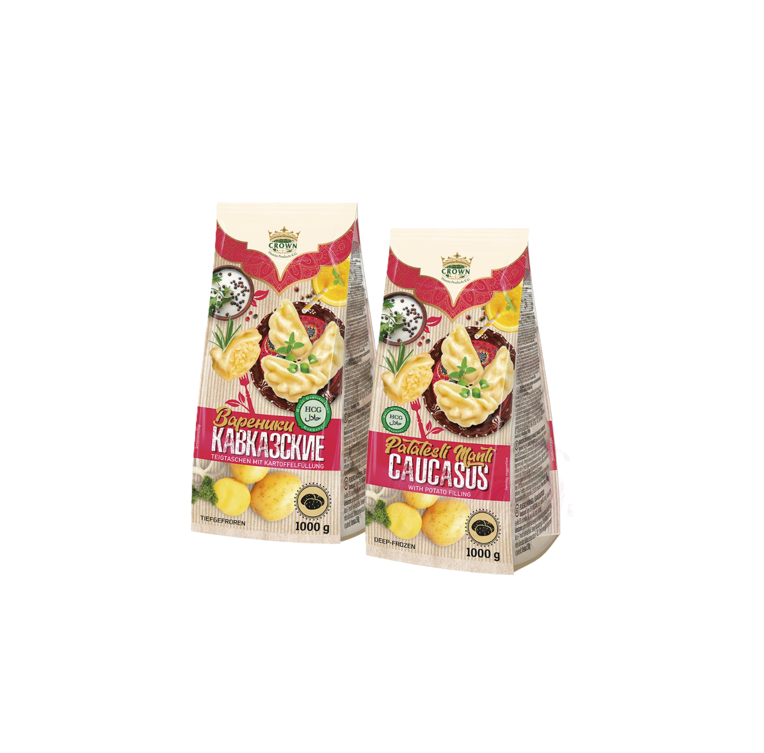 Crown - Kaukasische dumplings met aardappelvulling.